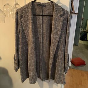 Oversized grey plaid sweater